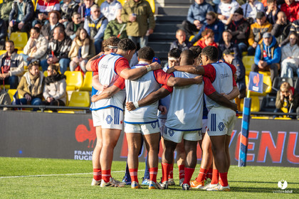 Grand chelem du XV de France U20 dans le tournoi des 6 nations après la victoire 31-28 contre l'Angleterre au Stade Marcel Deflandre de La Rochelle