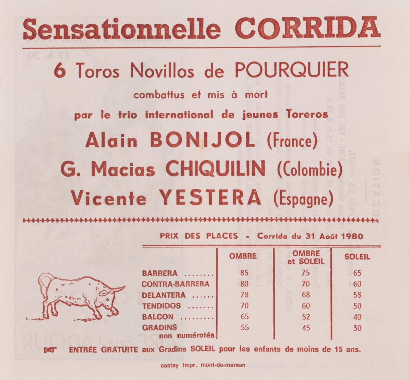 Affiches taurines Aire sur l'Adour