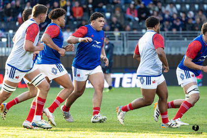 Grand chelem du XV de France U20 dans le tournoi des 6 nations après la victoire 31-28 contre l'Angleterre au Stade Marcel Deflandre de La Rochelle